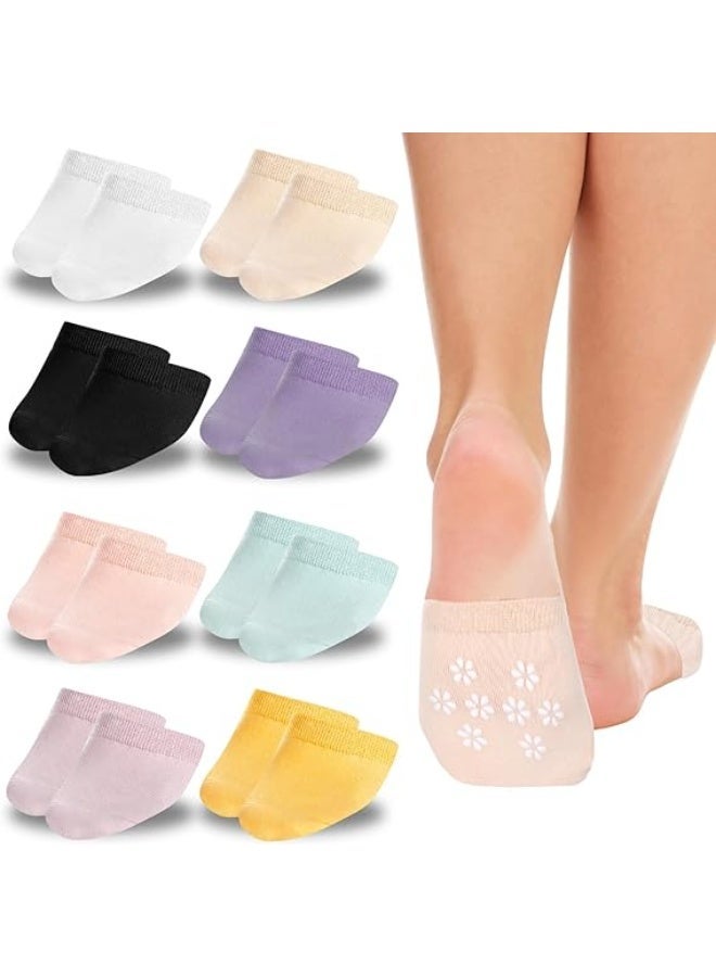 8-pack women's split-toe socks, seamless pure cotton half-socks, toe cover design, invisible non-slip lining, suitable for high heels. - Image 1
